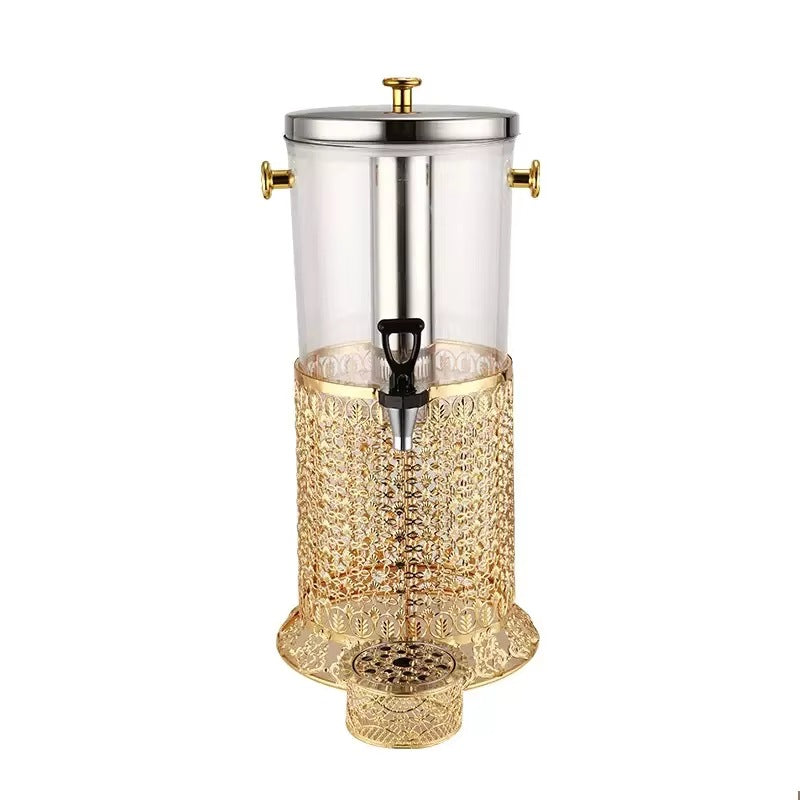 Gold stainless steel self-service beverage dispenser, 8l european-style juice machine, hotel banquet cold drink dispenser - in stock