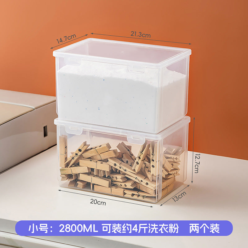 Laundry powder storage box Household laundry ball clothespin storage box Plastic flip cover Laundry bead storage box with measuring cup