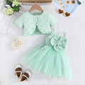 summer toddler sundress + solid color cardigan fashionable sweetheart baby 2-piece set - european & american cross-border direct from manufacturer