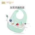 Baby eating bib kids silicone saliva pocket baby rice pocket waterproofstereo children's bib soft no-wash