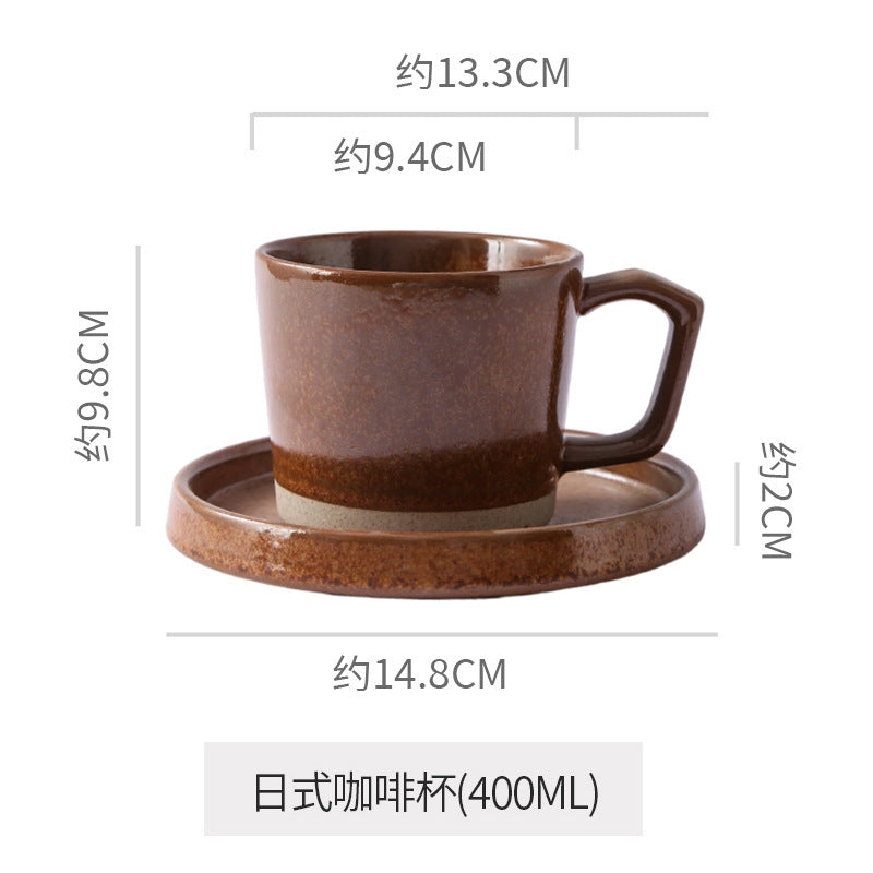 Retro japanese style mug kiln clay cup afternoon tea latte latte cup cake dessert plate for home mug