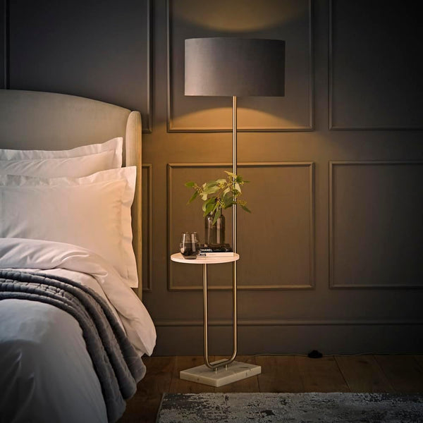 Floor lamp Modern simple led lamp Living room Bedroom bedside tray Vertical table lamp Fabric eye protection lamp can be customized
