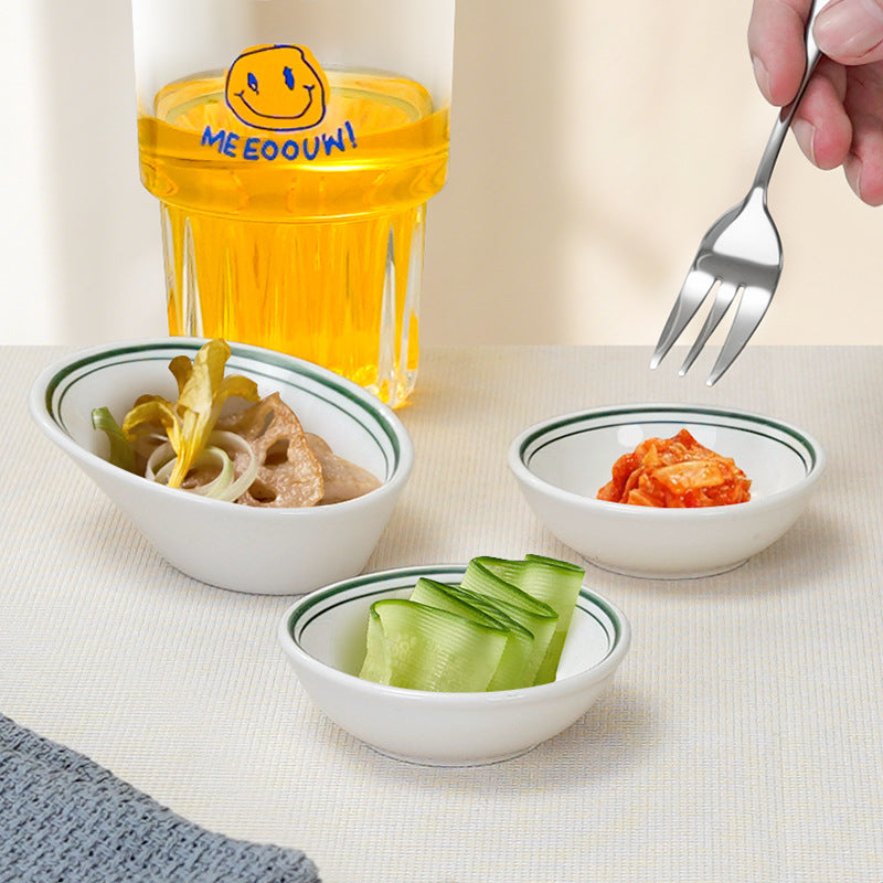 Minimalist green ceramic snack & dessert plate - restaurant, home, condiment dish, hotel hot pot dipping dish, soy sauce dish