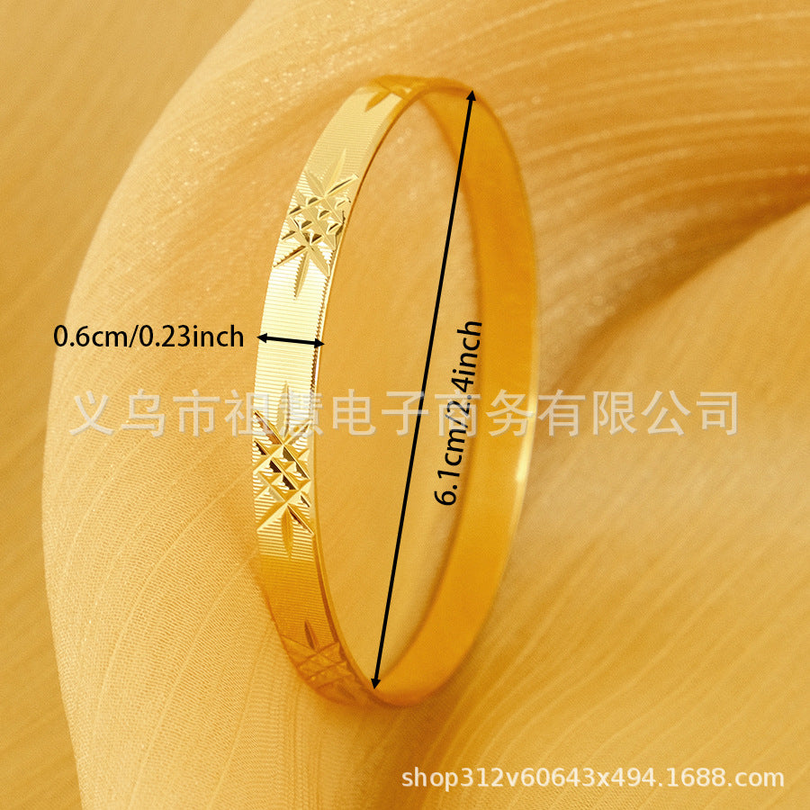 gold-plated women's copper bangle bracelet - dubai bridal wedding ethiopian african bangle jewelry