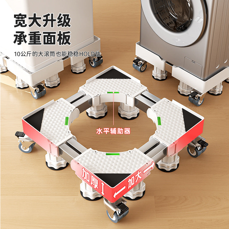 Washing machine base stand - universal adjustable leveling feet with wheels - refrigerator support rack