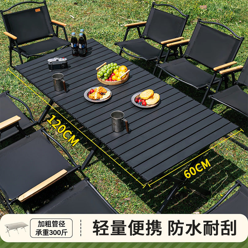 Outdoor foldable special egg roll table stalls portable picnic bbq camping thickened table and chairs complete set of equipment supplies
