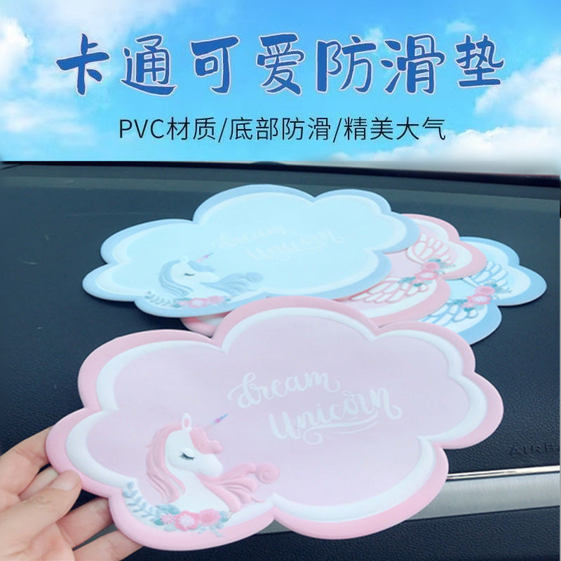 Car anti-slip mat creative cartoon silicone coaster high temperature resistant washable mobile phone storage mat fashion soft rubber placemat