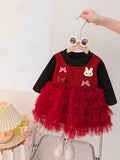 Girls' dress  new fashion korean style baby long sleeve princess dress children's mesh dress girl's formal dress