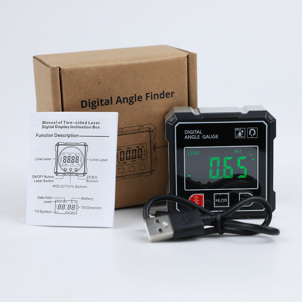 New Dual Laser Electronic Digital Display Inclination Box Household Level Angle Measuring Instrument Digital Strong Magnetic Digital Display Inclination Instrument