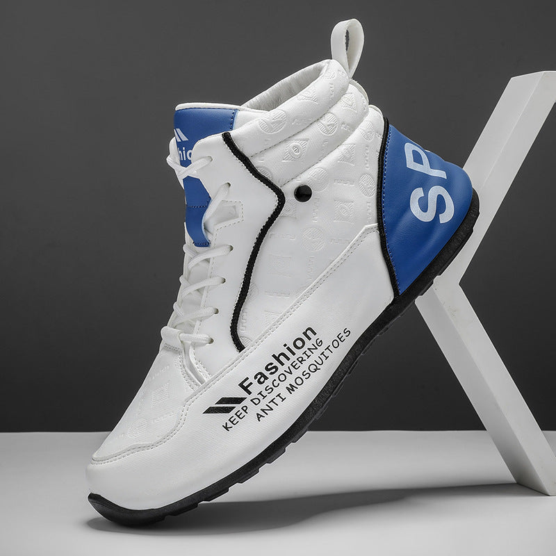 2025 spring new men's high-top shoes, men's martin boots, white men's casual sneakers, student trendy shoes
