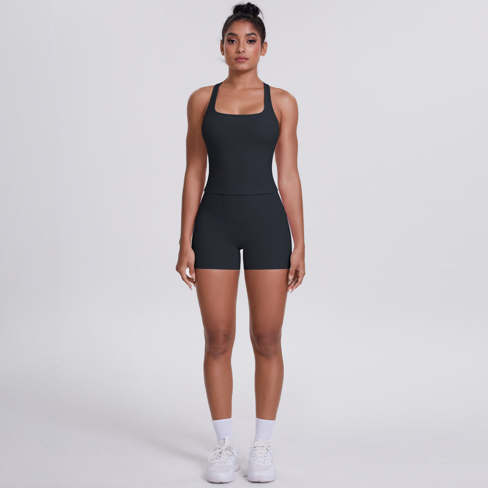 Cloud-feel brushed outdoor casual running yoga clothes, quick-drying, beautiful back, hip-lifting, tight shorts, sports and fitness clothes suit