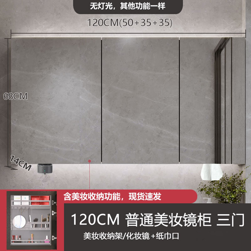 Smart makeup bathroom mirror cabinet storage wall-mounted bathroom mirror with lamp solid wood storage manufacturer wholesale