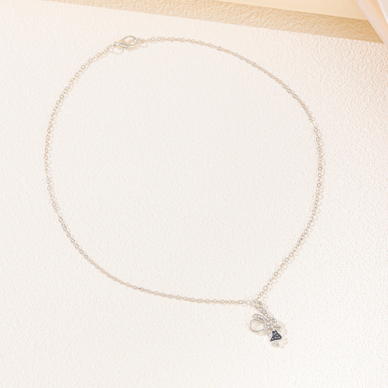 Strawberry necklace wholesale: european, american, and korean style minimalist ins rabbit pendant with diamond accents, enamel cartoon cute jewelry for women