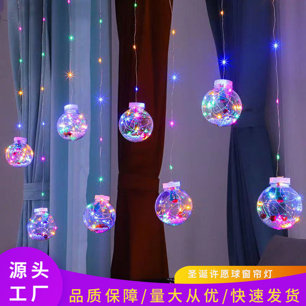 LED curtain lights Santa snowman wishing ball lights strings ins Internet celebrity window holiday decoration copper curtain lights