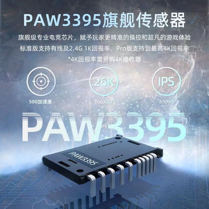 Xinmeng butterfly wireless gaming mouse 2.4g bluetooth wired three-mode esports paw3395 dual battery lightweight