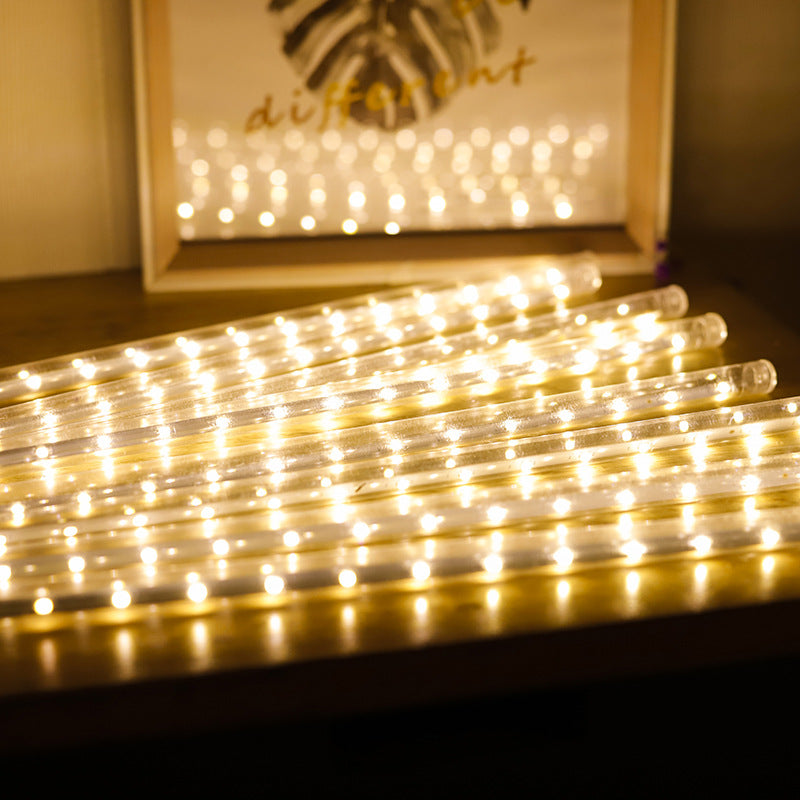 LED solar meteor shower light, flowing water waterfall light, Christmas outdoor lighting hanging tree meteor shape lantern string