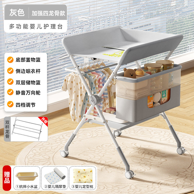 Diaper changing table - portable, multifunctional, foldable, washable baby bed for diaper changing and bathing