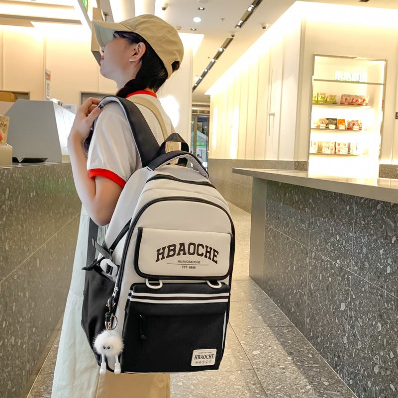 Cross-border new schoolbag female Korean version contrasting colors small and fresh junior high school backpack campus simple large-capacity backpack