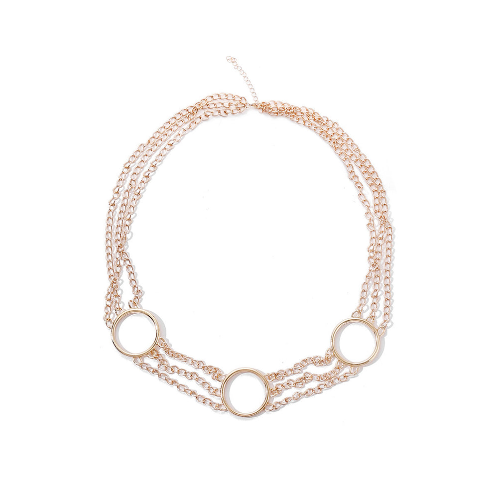 hot-selling metal geometric body chain fashionstylish hot girl circle retropatchworkcasual accessories women's waist chain