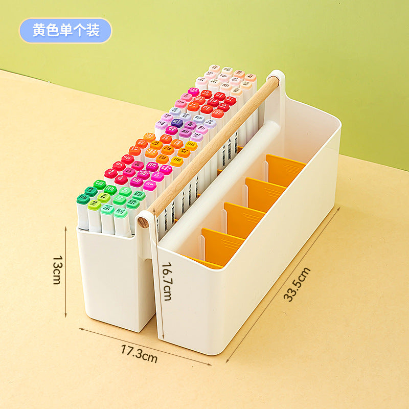 Hand-held colored pen marker storage box, grid large-capacity pen holder, finishing, student brush desktop stationery storage box