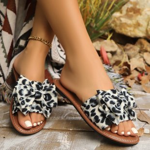 new women's flat casual sandals & slippers - plus size bow detail - sandals 40-43