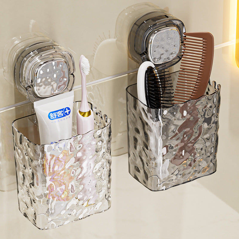 Comb storage rack bathroom sink razor suction cup hanging basket bathroom punch-free toothpaste toothbrush storage box