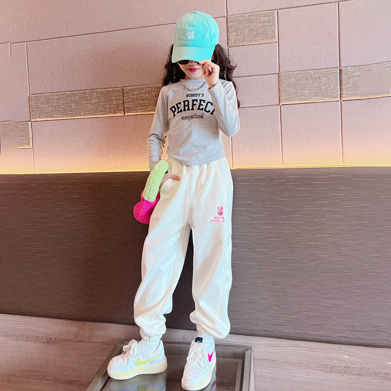 Girls' pants: new autumn/winter  collection - kids' fleece-lined, stylish, and relaxed fit sweatpants. trendy winter long pants for mid-to-large children