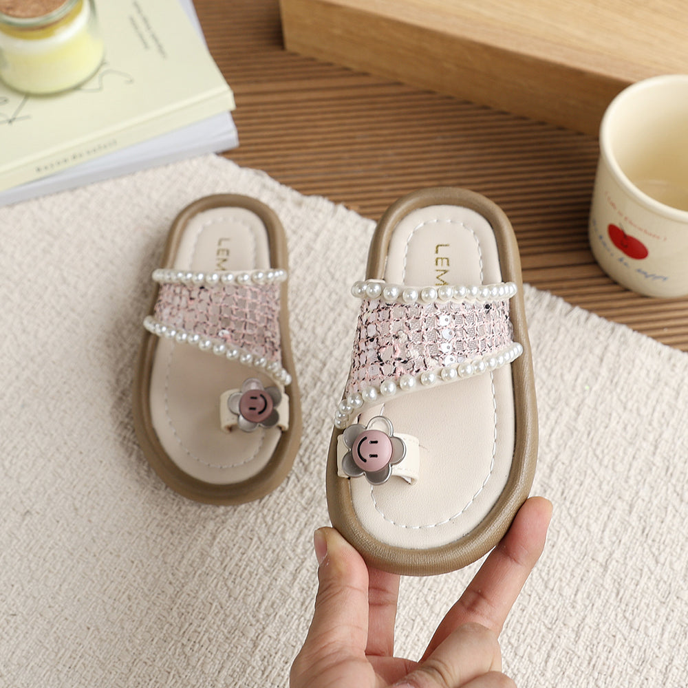 Vancahao kids' fashion beaded sandals & slippers -  summer new collection - girls' open-toe flip-flops for outdoor wear