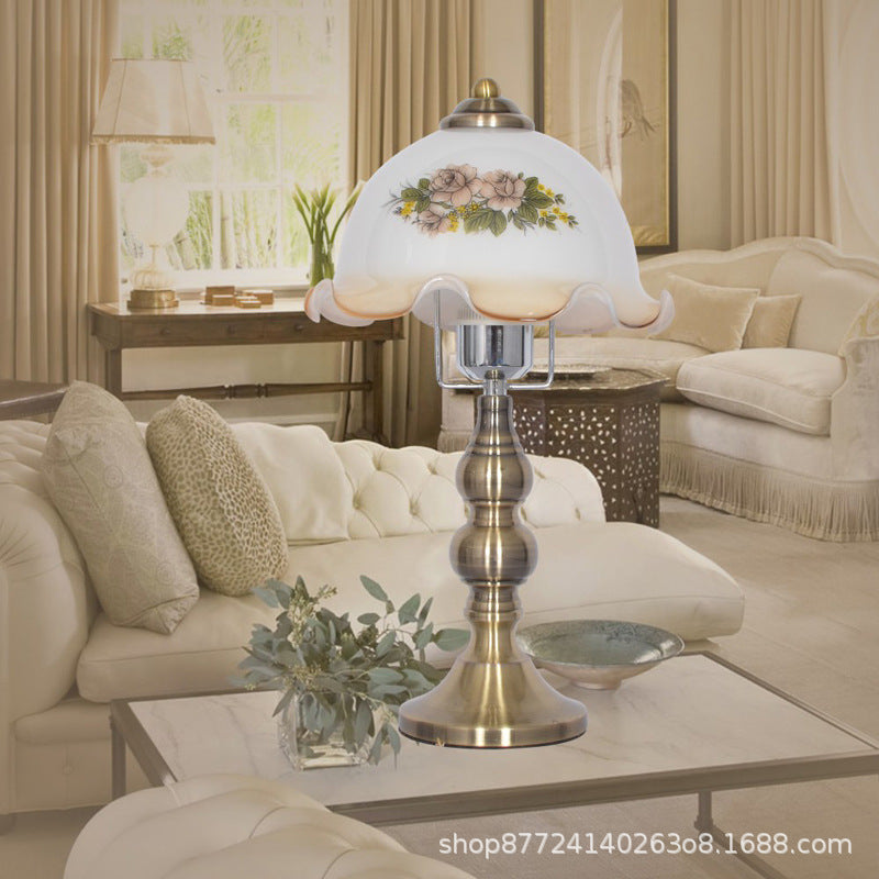 Antique neoclassical table lamp - bedroom bedside lamp - american retro country glass dimmable desk decorative night light
