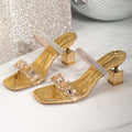 Summerplus sizemouth rhinestone high heel slippers 2026new arrival special-shaped heel cross-border fashion one-line sandals for women