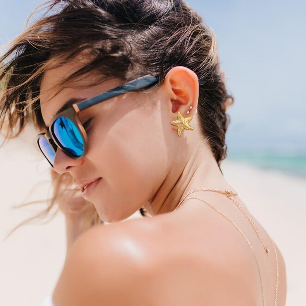 Amazon cross-border new starfish creative personalized stud earrings, ocean-themed earrings, simple versatile elegant jewelry for women