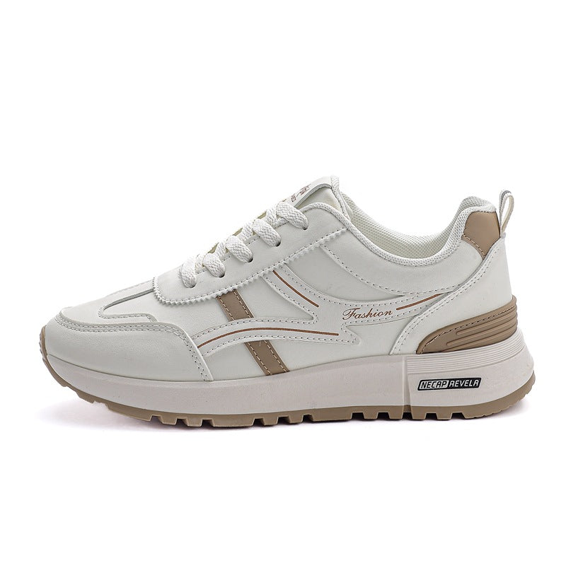 plus size women's shoes new arrival leather sneakers women's k-styleeasiest for matchflatscasual soft bottom running dad shoes