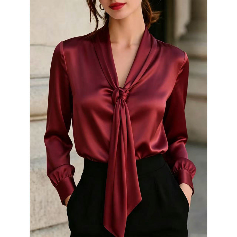european and american cross-border e-commerce hot seller: autumn new arrival - satin long-sleeve shirt for independent stores and