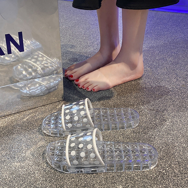 High-end transparent crystal slippers for women - summer bestseller, casual outdoor wear, home use, non-slip, odor-resistant, soft sole, fashionable crystal shoes