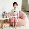 【matching family set】girls' kitty short-sleeve outfit - summer kids' hello kitty loungewear - baby cute pajamas