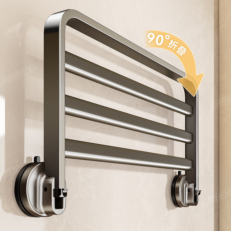 [Sample customization] Bathroom strong suction cup bath towel rack space aluminum rack non-punching towel storage rack