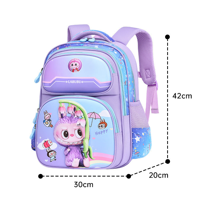 Labubu children's schoolbag new girls primary school students 2345th grade cartoon animation burden reduction ridge backpack
