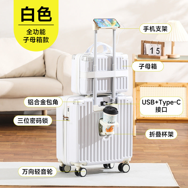 New multi-functional small and lightweight child and mother box universal wheel boarding case 18-inch password box strong and durable trolley case