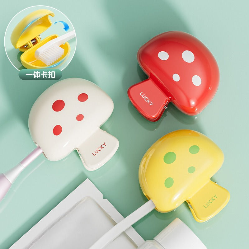 Mushroom toothbrush storage clip portable travel toothbrush dust protective cap storage box portable toothbrush head protective jacket