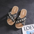 Xiaoxiangfeng slippers for women outwearsummerbest sellingfashion pearl flats one-piece slippers for outdoor beach non-slip sandals