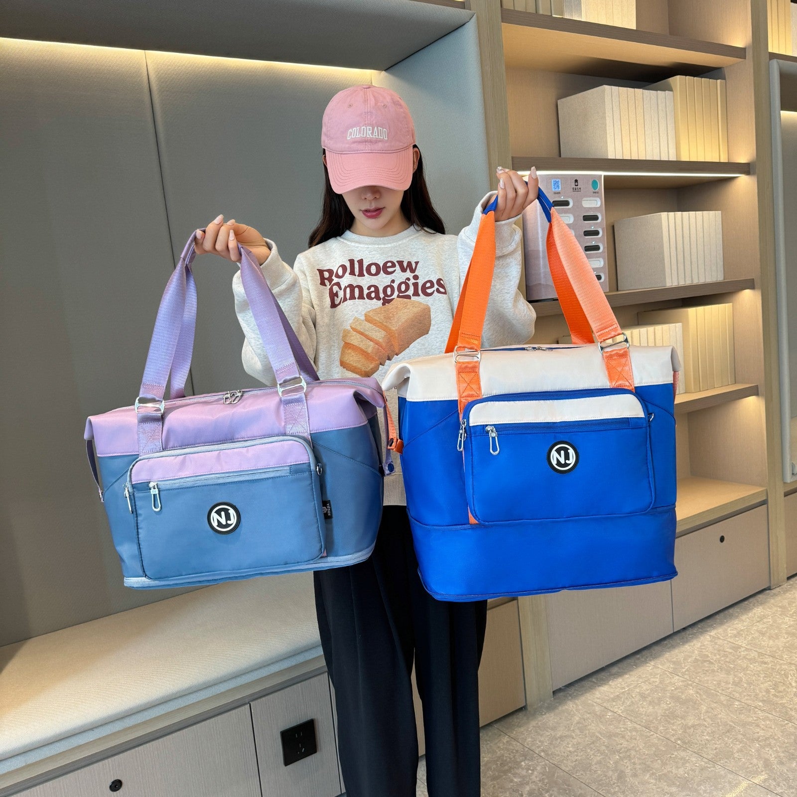 Portable foldable travel bag dry and wet separation sports fitness bag going out large capacity cover tie rod storage bag female