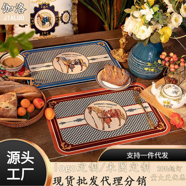 Retro Nordic Qianniao placemat waterproof, oil-proof, heat-insulating, non-slip and heat-proof dining table mat, high-end light luxury household mat ins