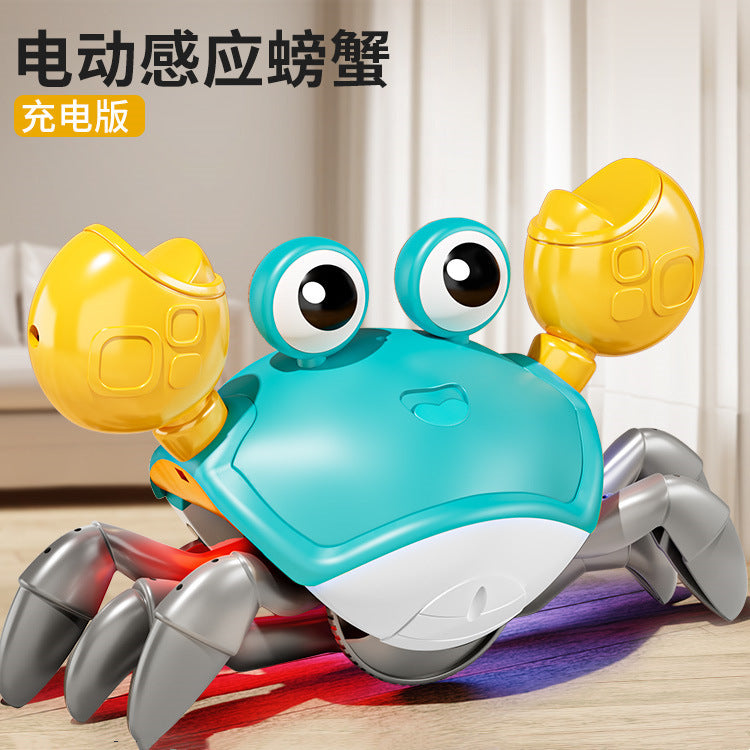 Rechargeable automatic induction charging electric escape crab with lights and music - realistic crawling toy for boys and girls - hot seller for street vendors