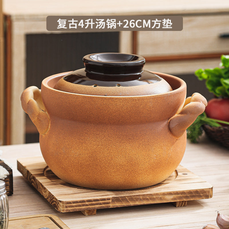 陶土砂锅炖锅家用耐高温燃气灶专用煲汤炖汤商用复古沙锅干烧不裂