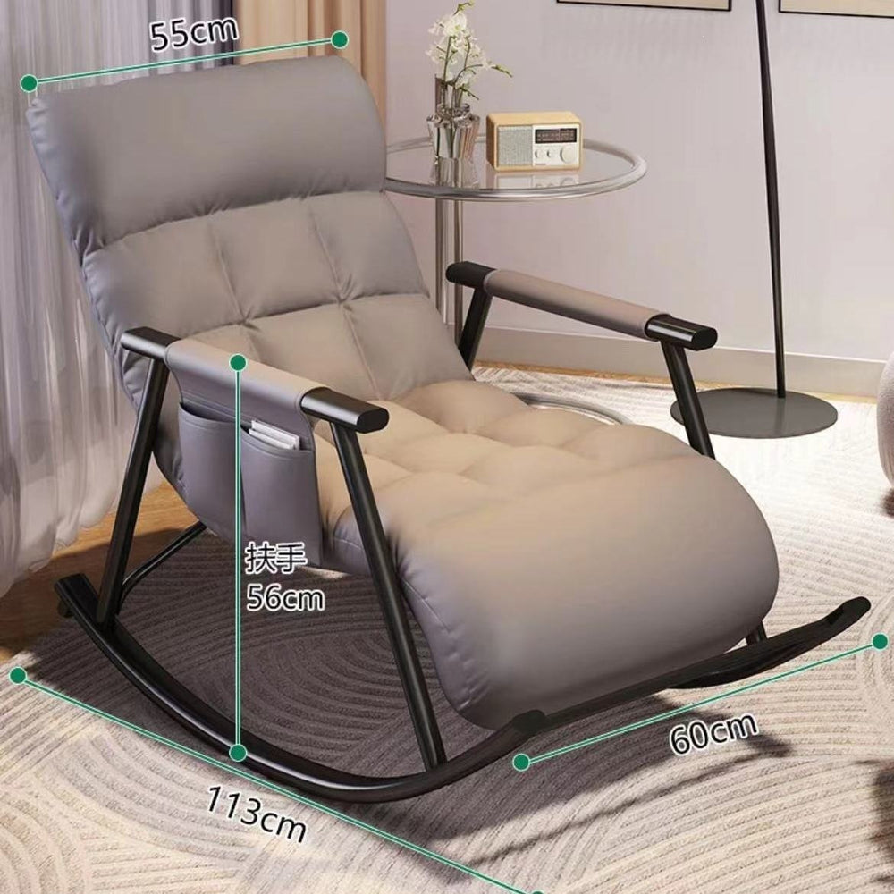 Balcony leisure rocking chair - adult size, sleepable, home use, sunbathing, sit & sleep 2-in-1 lazy lounger, single sofa chair