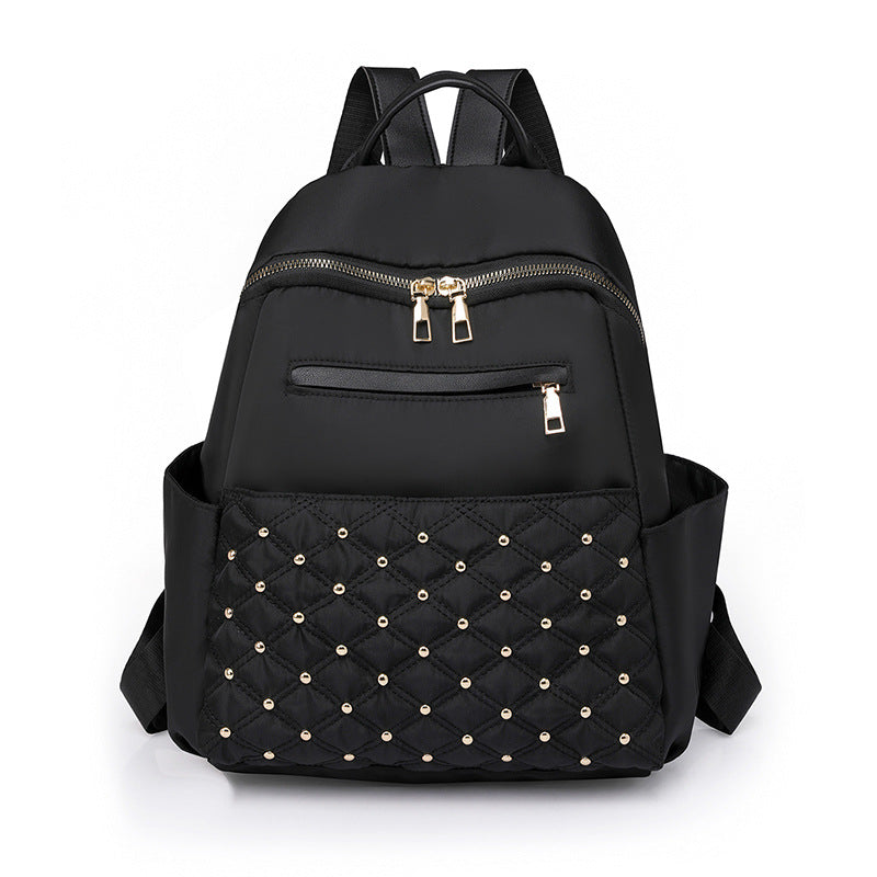 Cross-border wholesale nylon waterproof backpack 2023 new casual simple women's bag large capacity diamond travel backpack