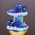 Cool boy  new led light-up shoes for ages 1-6, luminous leather t-rex casual sneakers