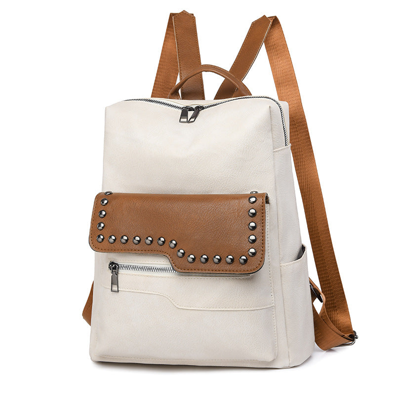 Bag Women's 2025 New Retro Versatile Backpack Women's Soft Leather College Student Backpack Premium Sense Going Out Backpack