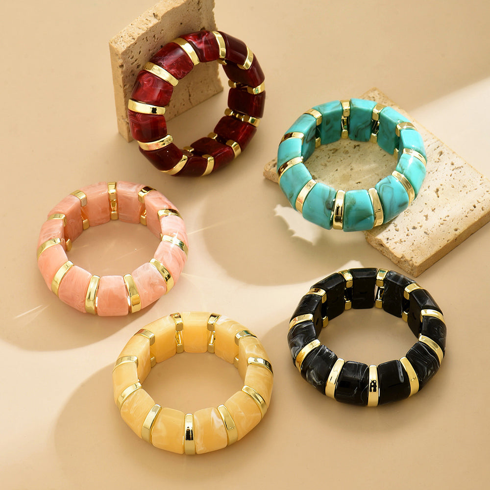 Acrylic smudged bracelet wholesale fashion cross-border stylish exaggerated multi-color accessories high-end wide elastic bracelet