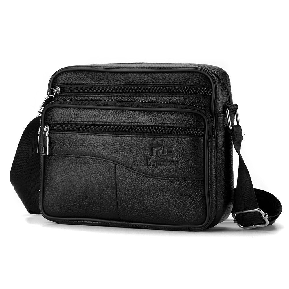 Cross-border shoulder bag men's horizontal men's bag large-capacity cowhide men's bag genuine leather high-end men's messenger bag
